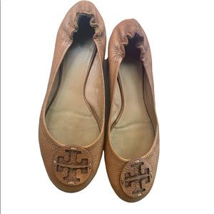 Light Brown/Tan Leather Tory Burch Flat Shoes